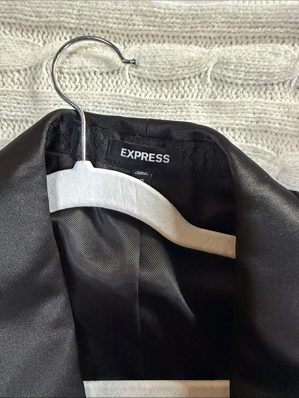 Express Black Textured Satin-Trim Men's Blazer